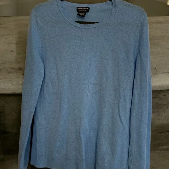 Lord & Taylor Cashmere Sweater Soft Knit Pullover Top Blue Large - Picture 3 of 6